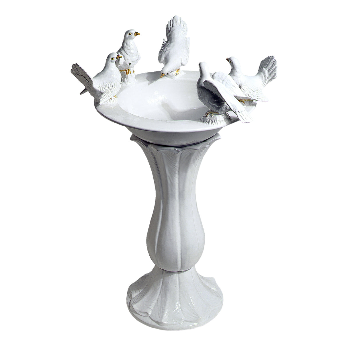 Bird Bath Round 20'' With 5 Doves