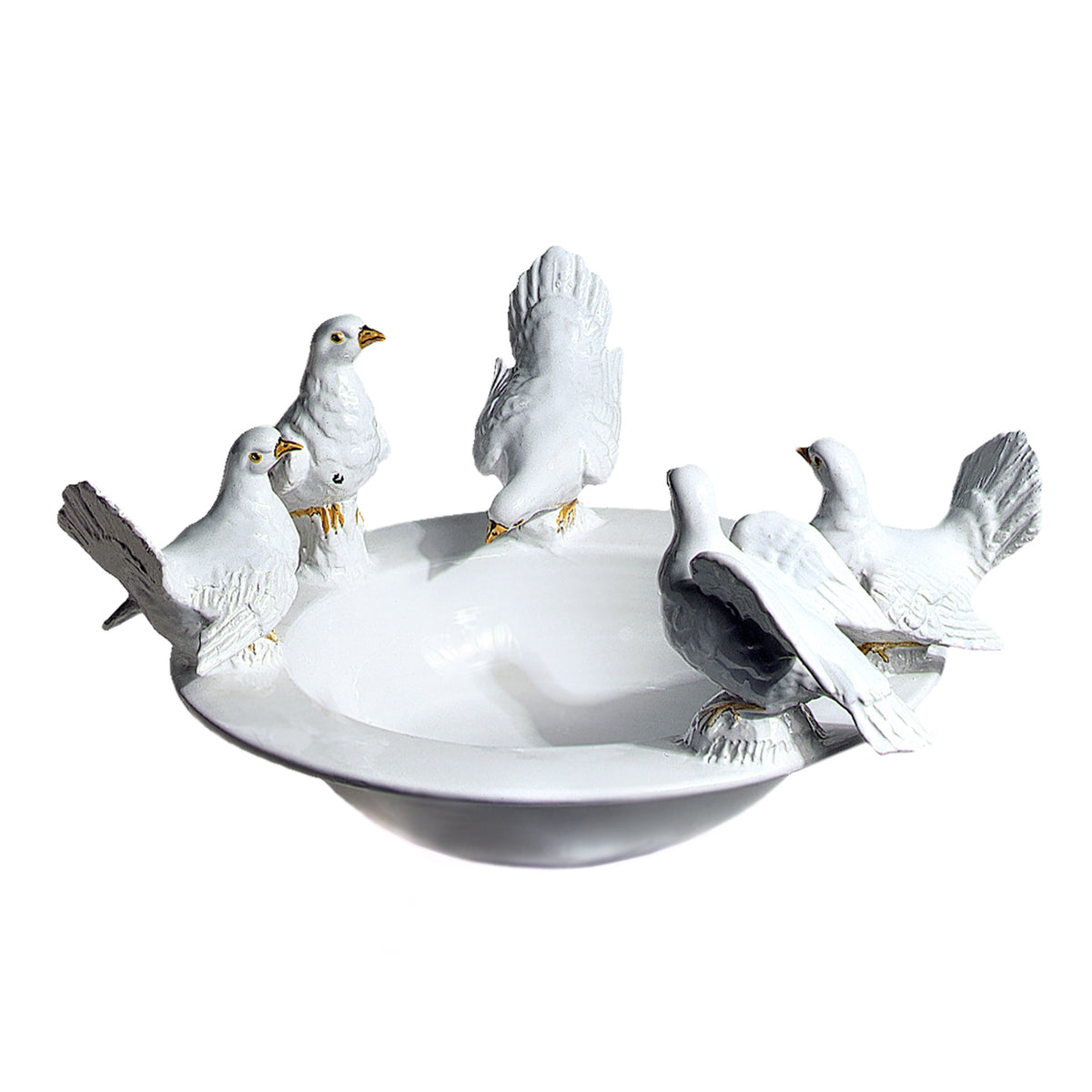 Bird Bath Round 20'' With 5 Doves