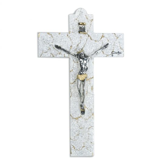 Italian Cross Murano Glass/Silver