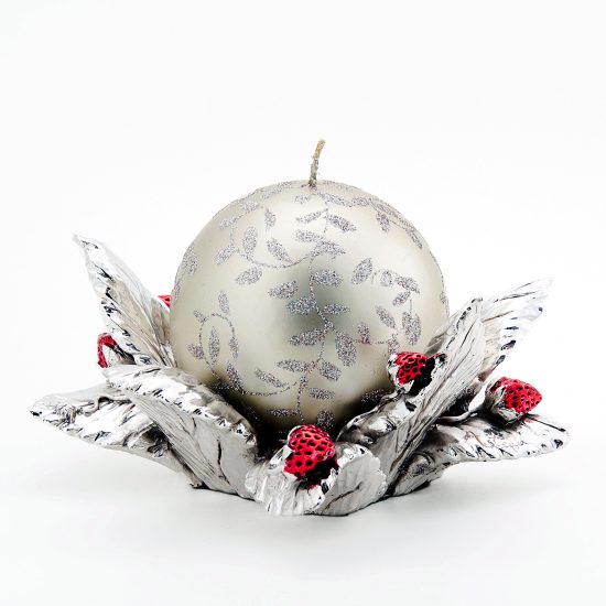 Italian Silver Leaves Candleholder